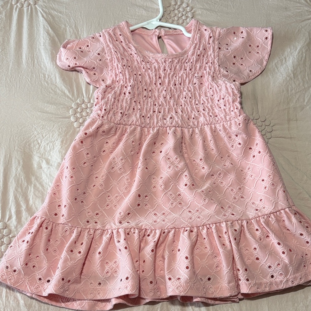 Nannette Pink Eyelet Casual Dress